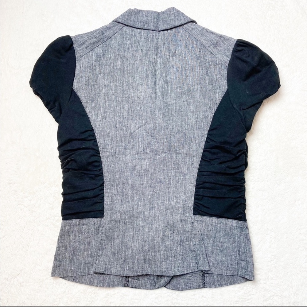 🌸3/$25 Candies Linen Blend Black & Gray Blazer Jacket with Ruching Detail Size M - Picture 2 of 16
